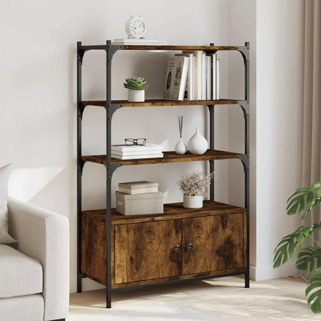 vidaXL Adult 3-Tier Standing Bookcase and Display Rack Smoked Oak 70x30x109.5 cm Engineered Wood