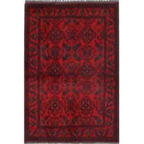 Hand Knotted Afghan Khal Muhammadi Wool Rug - 4'2'' x 6'4''