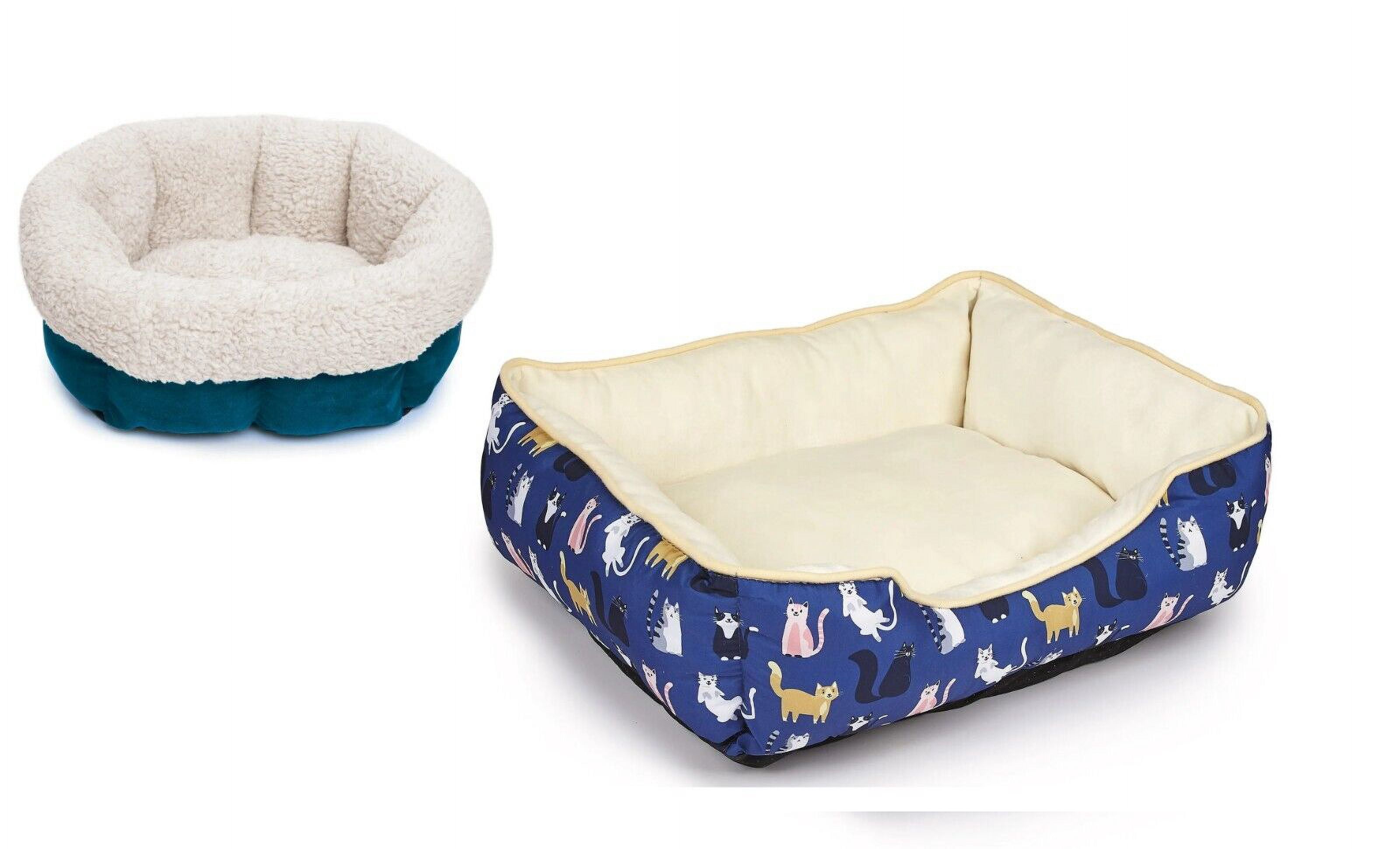 Bolster Style Cat Bed Ultra Soft For Kittens Non Slip Fabric Bottom Choose Style (Cuddler Bed)