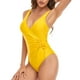 thumbnail image 2 of Traje de baño Cintura ajustada Vendaje Cuello en V Chaleco con cordón Sin mangas Traje de baño encantador para mujer Amarillo XL, 2 of 6
