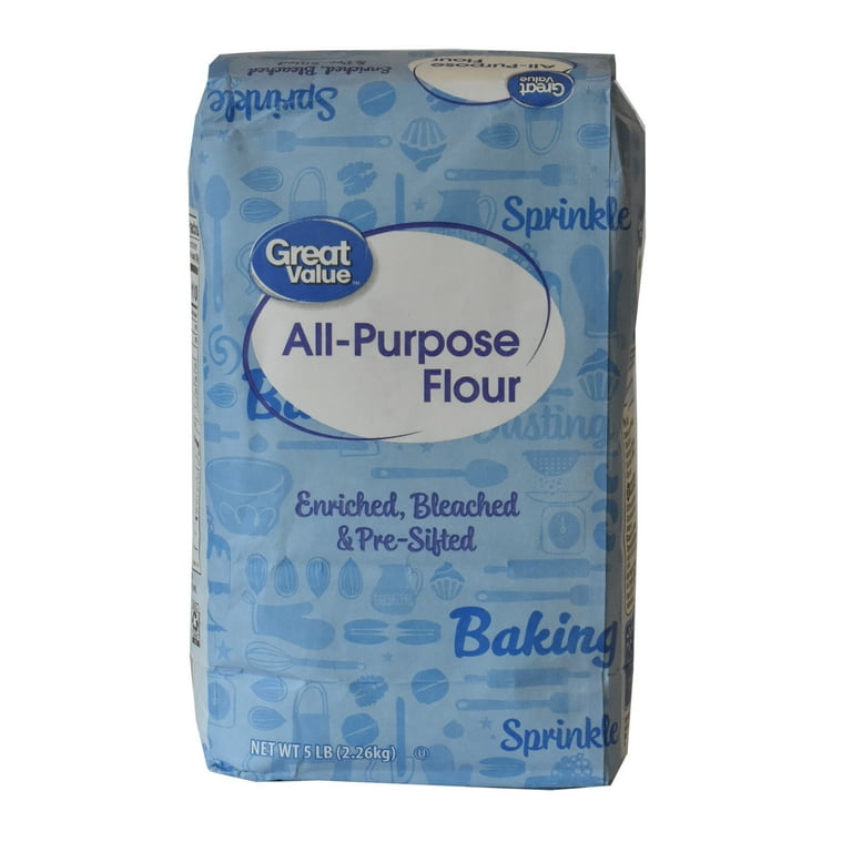 Great Value All-Purpose Enriched Flour 5 lb Bag for Baking Breads