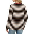 thumbnail image 6 of HAiming Womens Oversize Striped Shirt Crew Neck Long Sleeve Pullover Casual Basic Tops Trendy Blouses Clothes, 6 of 6