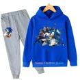 thumbnail image 3 of Conjuntos de ropa con capucha y pantalones de Sonic para niños y niñas, trajes de disfraces de Sonic de América, 3 of 5