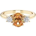 thumbnail image 5 of PEORA 14K Yellow Gold Oval Citrine and Lab Grown Diamond 3 Stone Trellis Ring, 1.30 Carats total, Size 7, 5 of 5