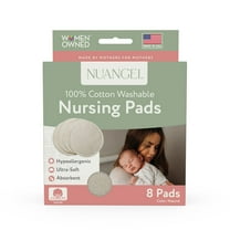 NuAngel Cotton Washable Reusable Nursing Pads, Beige, 8 Count