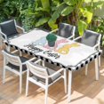 thumbnail image 2 of Happy Easter Table Cloths for 5 Foot Rectangle Tables, Cute Lovely Colorful Rabbits Black White Plaid Patio Waterproof Elastic Fitted Tablecloths, Washable Rectangular Table Cover for Camping, 2 of 8
