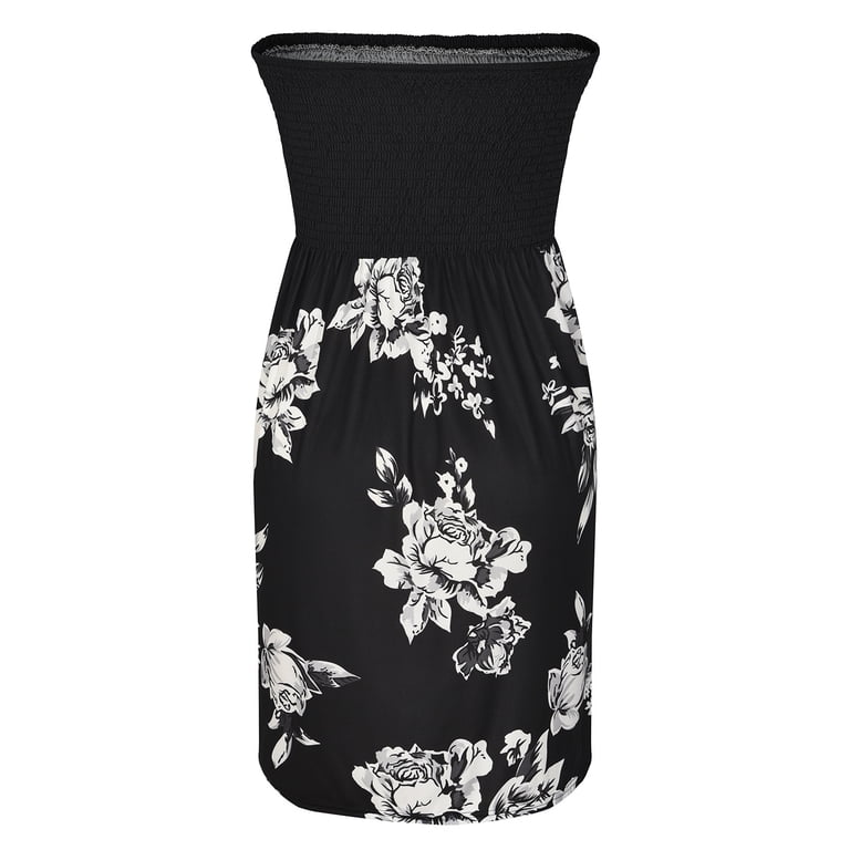 USSUMA Sun Dresses Women Summer Casual Sleeveless Off Shoulder Pleated  Swing Tube Top Mini Sundresses for Women Sunflower Print Plus Size Dress  for Women V Neck Graduation Dress - Walmart.com