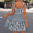 thumbnail image 4 of Cami Dresses for Women Square Neck Shoulder Straps Bowknot Striped Mini Dress Summer Casual Comfy Beach Sun Dress, 4 of 5