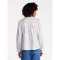 thumbnail image 4 of Time and Tru Women's Embroidered Cotton Button Front Shirt with Long Sleeves, Sizes XS-XXXL, 4 of 6