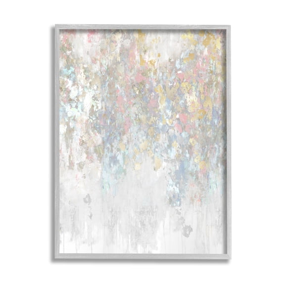 Stupell Industries Pastel & Glam Abstract Abstract Painting Gray Framed Art Print Wall Art, 24 x 30
