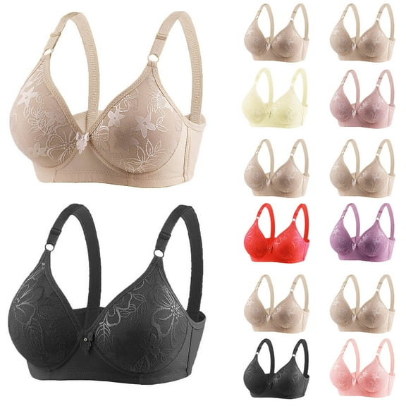 Aboser Wireless Bras for Women 2 Pack No Padding Supportive Bras Comfortable Seamless T-shirt Bra Full Support Everyday Bra Push Up