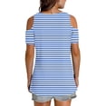 thumbnail image 6 of zfwon Women'S Casual Cold Shoulder T Shirt V Neck Short Sleeve Blouse Tunic Tops Sexy Casual Comfy T Shirt Colorblocked Gradient Print T-Shirt Pullover Tees Shirts, 6 of 6
