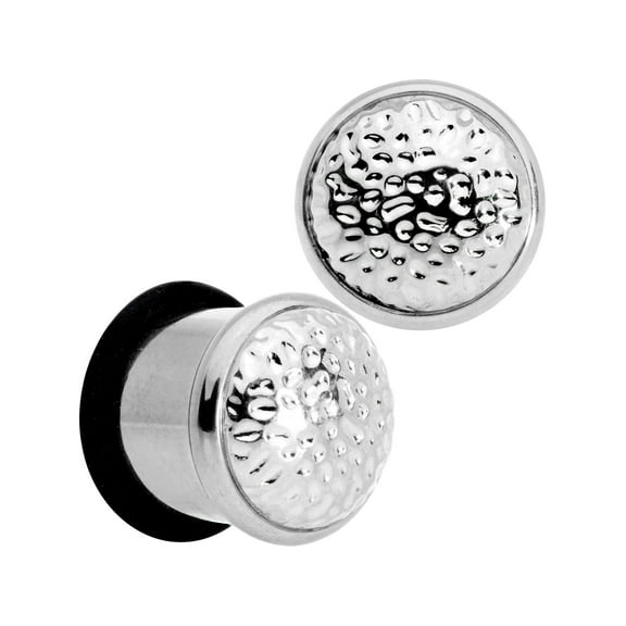 Body Candy 00G 2Pc Ear Plugs 316L Steel Hammered Finish Single Flare Ear Plug Gauges Set of 2 10mm