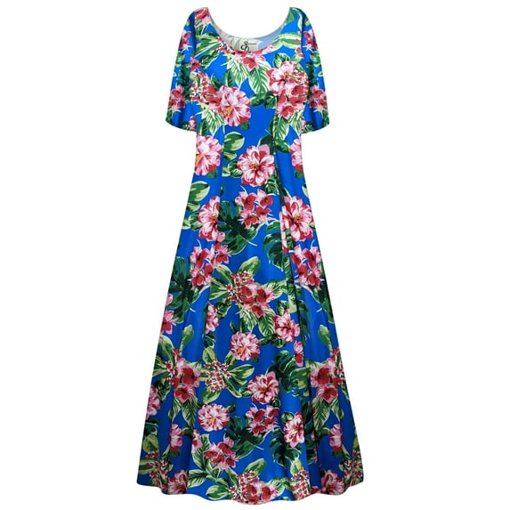 Plus size 2x Petite Womens Dress Pink Magnolia Garden Print Short Sleeve Princess Cut