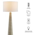thumbnail image 2 of Saylor Carved Ribbed Wood Floor Lamp With Drum Shade in White Gray, 2 of 10