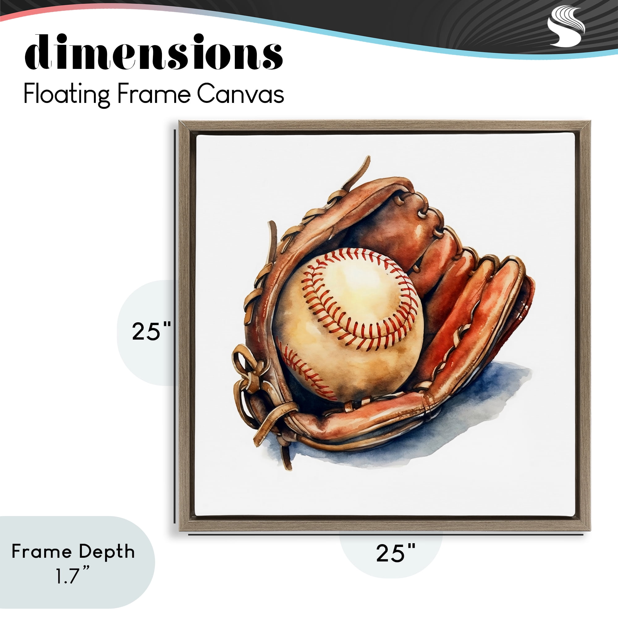 Stupell Industries Glove & Ball in Leather Brown Framed Floater Canvas Wall Art, design by Creative Studio