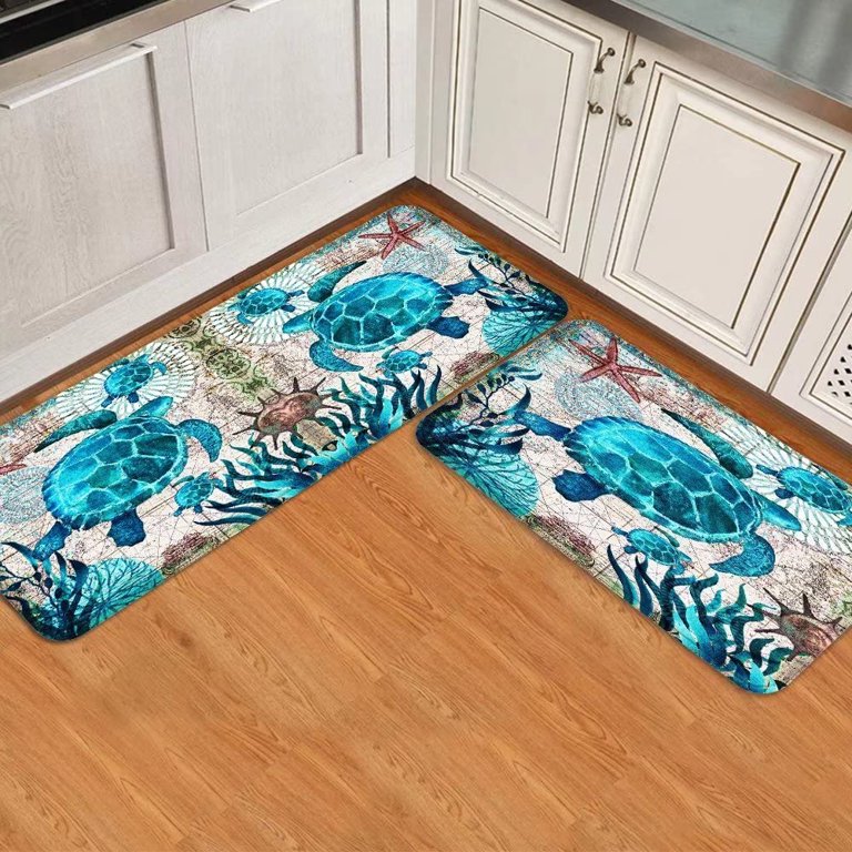 Best Deal for Durable Leather Kitchen Floor Mat Ocean Coast Cute Dolphin