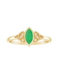 thumbnail image 4 of Rosec Jewels Natural Emerald Promise Ring with Celtic Knot - Bezel Set May Birthstone Ring - 4X8 mm - AAA Quality - Ready to Gift, 14K Yellow Gold, US 7.00, 4 of 8