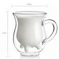 thumbnail image 3 of Giyblacko Glass Coffee Cups With Lidsand Straw COW Udder shape double walled clear glass milk coffee tea mug cup handle, 3 of 8