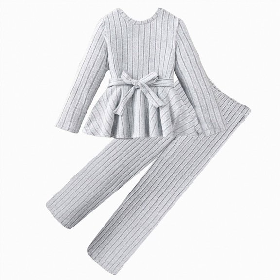 Wonitaaizi Toddler Baby Girl Clothes Floral Outfit Long Sleeve Top Pant Set Fall Clothing for Girl (9-10 Years,Grey)