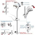 thumbnail image 7 of Handheld Showerhead & Rain Shower Combo for Easy Reach, 27.5" Drill-free Stainless Steel Slide Bar, 5”of 5-setting Handheld Shower and Showerhead, with 5ft Hose, 7 of 7