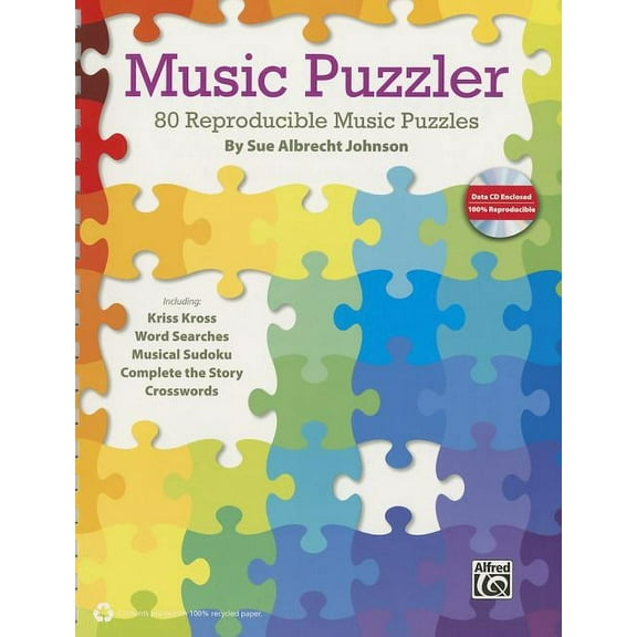Music Puzzler: 80 Reproducible Music Puzzles, Comb Bound Book & Data CD (Paperback)