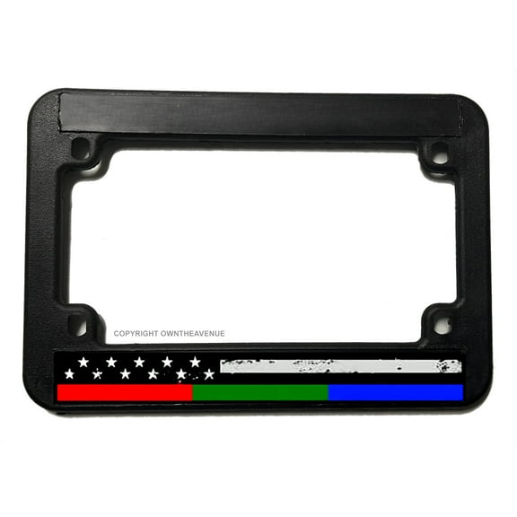 Support Police Firefighter Military Flag Motorcycle License Plate Frame