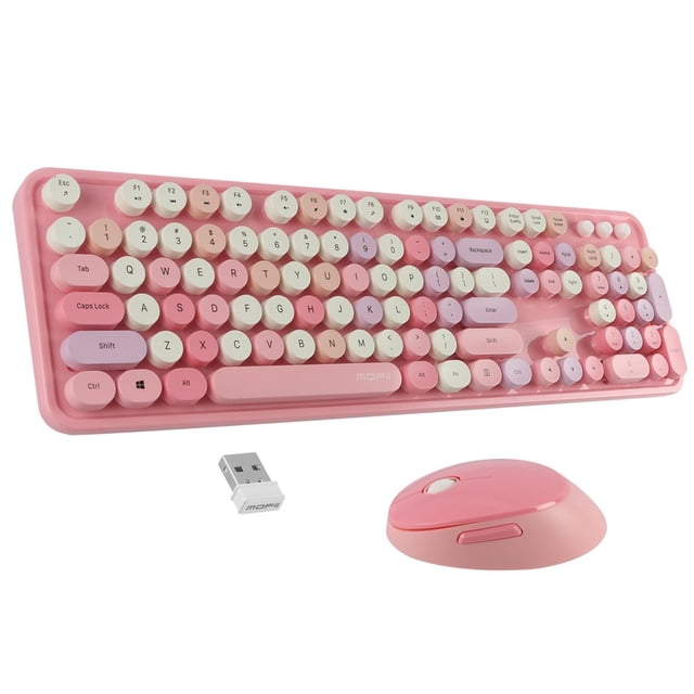 Wireless Keyboard and Mouse Set 2.4G Wireless Keyboard Punk Keycap /PC/Mute