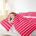 thumbnail image 5 of Manfei Geometric Stripe Full Size Bedding Sets, Contemporary Minimalist Full Size Bed in a Bag, Red Pink, Reversible 7 Pieces, 5 of 6