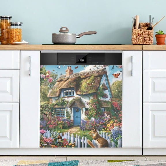 Dishwasher Magnet Cover Magnetic Fridge Door Cover Home Kitchen Decor House Squirrels Flower 23"x 26"