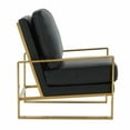 thumbnail image 5 of LeisureMod Jefferson Modern 3-Piece Living Room Set with 2 Leather Arm Chair and Round Coffee Table with Brushed Gold Frame (Black), 5 of 13