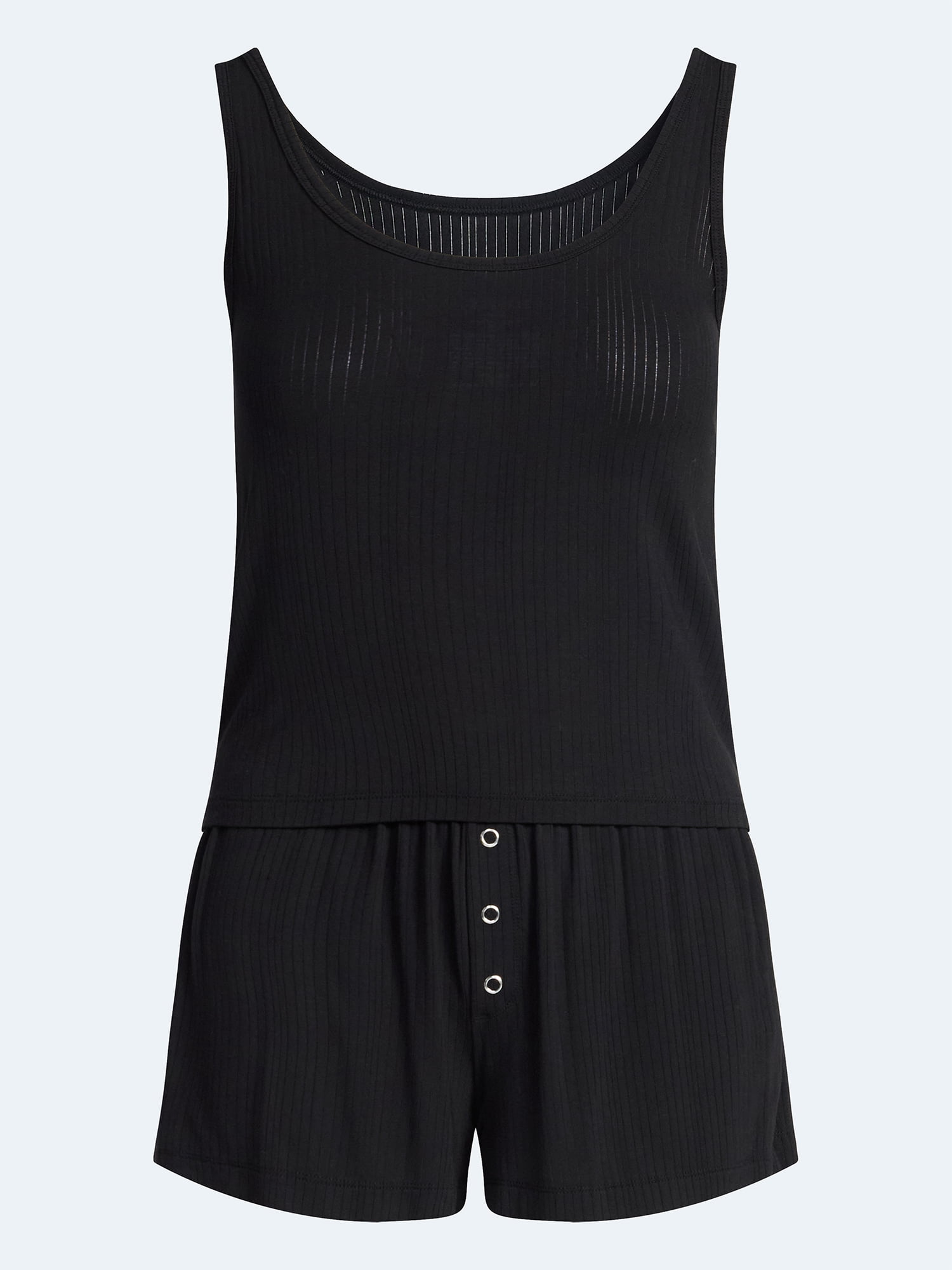 Joyspun Women’s Sleep Ribbed Modal Tank Top and Shorts Set, Size XS-XL, 2X-3X