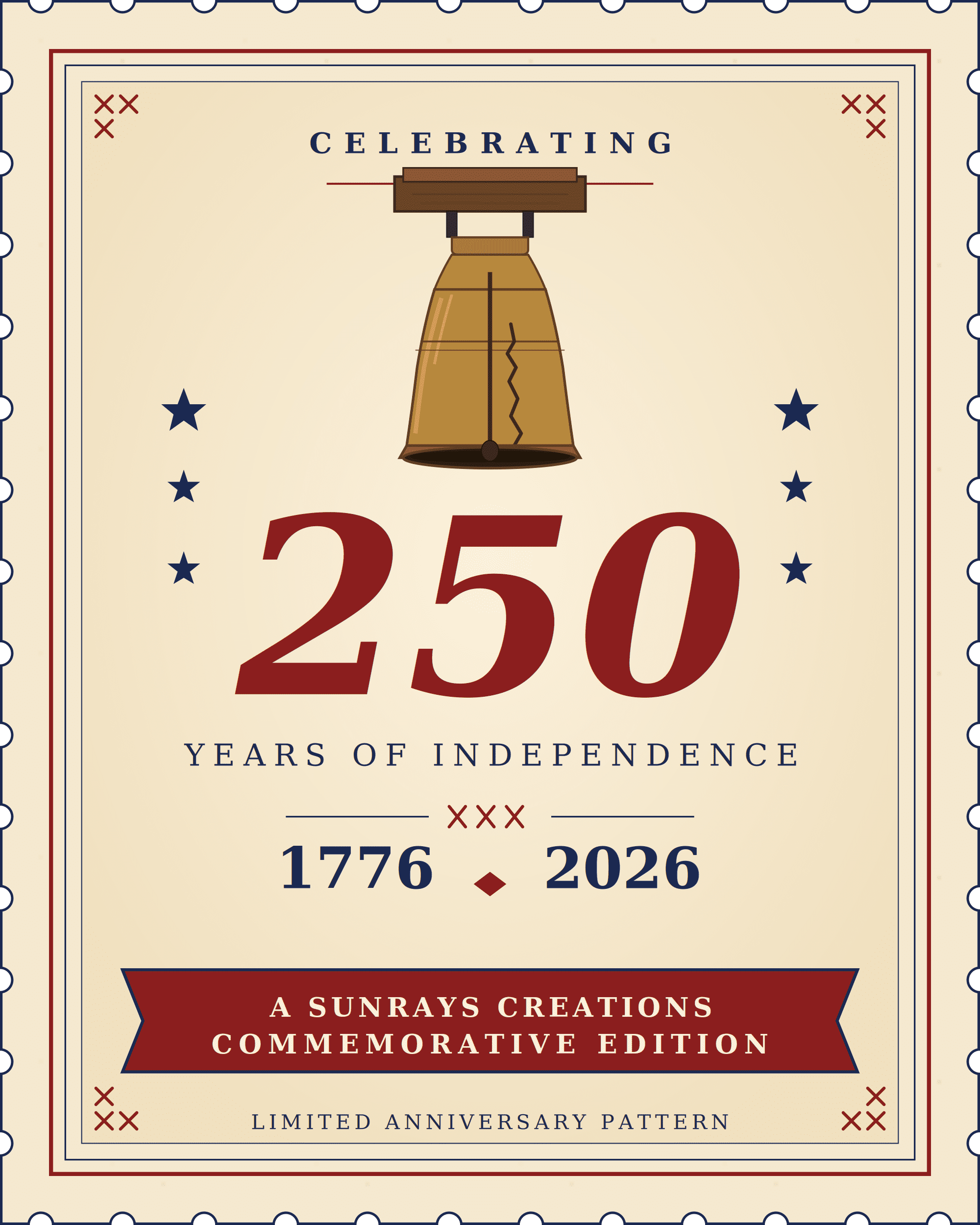 Sunrays Creations Sweet Land of Liberty Stars and Stripes Patriotic American Flag Counted Cross Stitch Pattern, 1 Piece