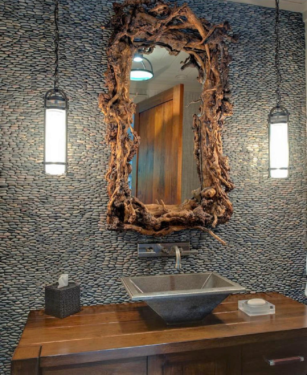 Rainforest Light Grey Stacked Stone Pebble Wall Tile 12" x12" (5.0 Sq. ft. / Case)
