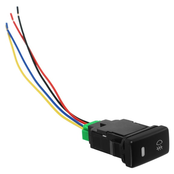 FRCOLOR Car Fog Light Switch with Wiring Harness Black Plastic for Easy Installation and Compact Design