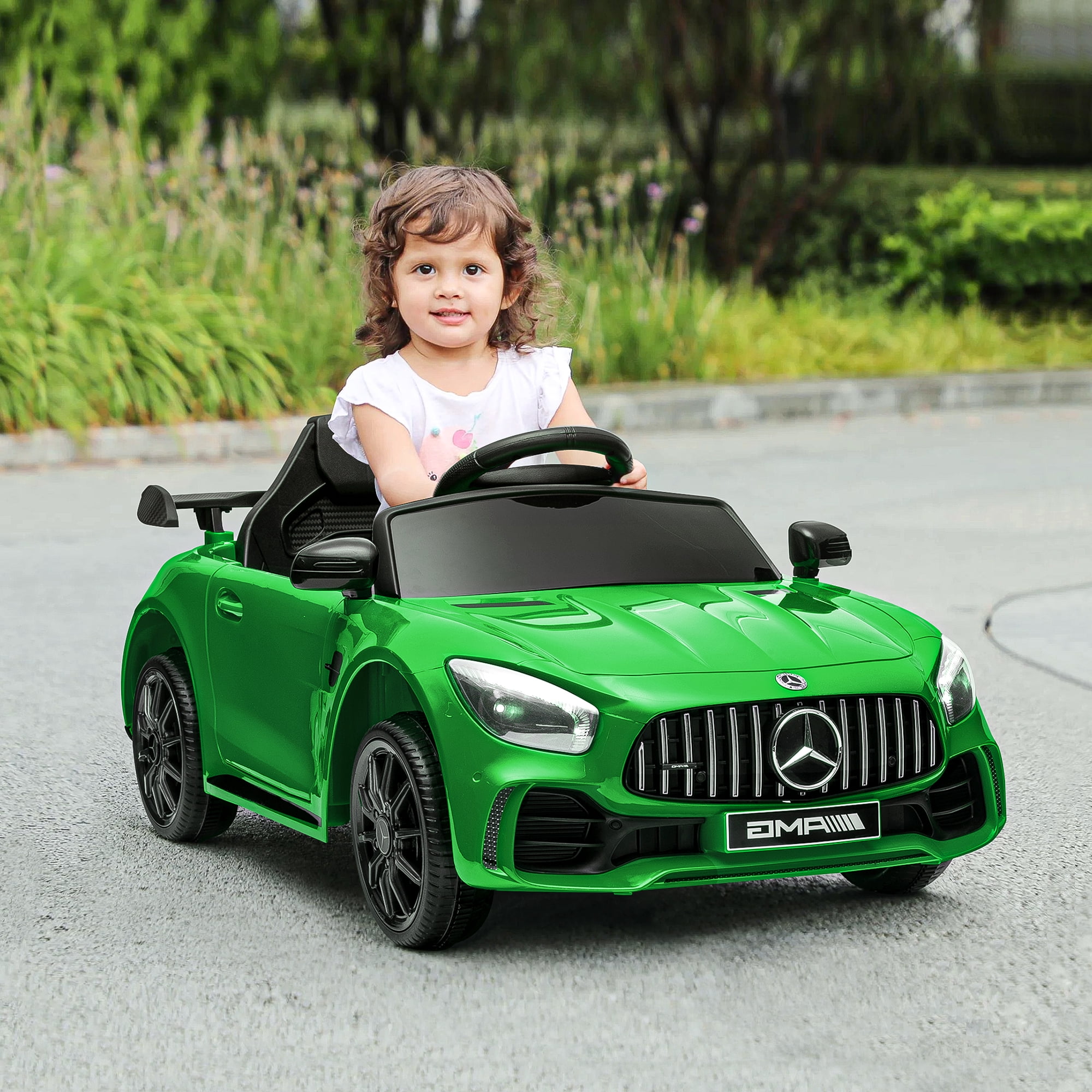 Kepooman 12V 4.5Ah Kids Police Ride On Car with 2.4G Remote Control Mercedes-Benz Sports Car, Electric Toy for Kids, Green