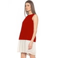 thumbnail image 2 of eloria Women's Georgette Pleated Boat Neck Sleevless Summer Casual Midi Dress, Color : Red | Size : M, 2 of 5
