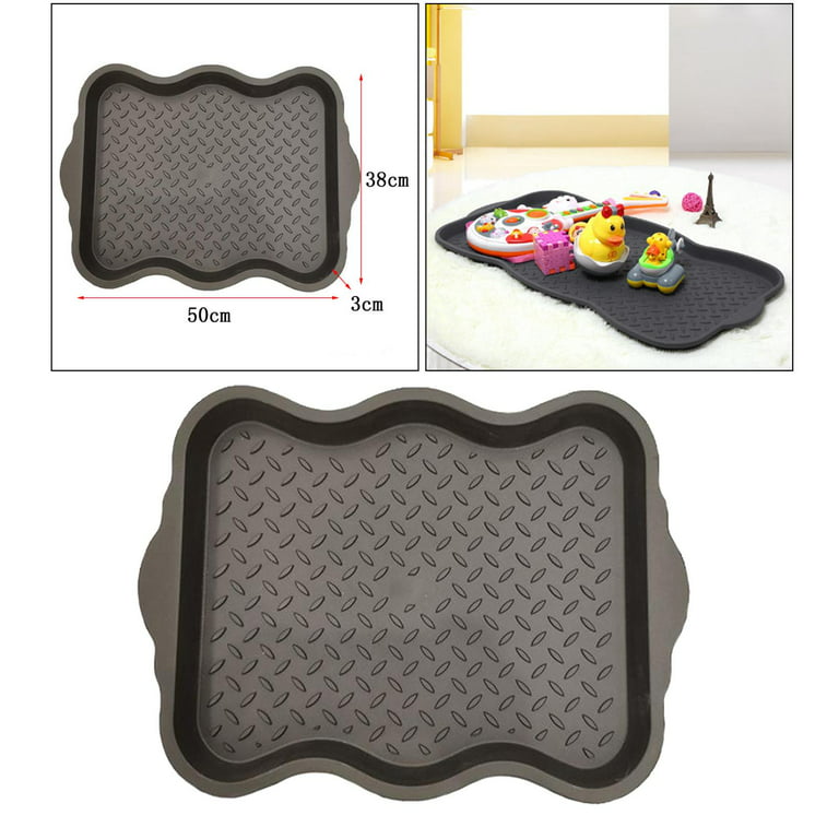 All Weather Boot Tray – Water Resistant Plastic Utility Rubber Shoe Mat –  Indoor or Outdoor Doormats for Use in All Seasons by Stalwart (Black, Small)