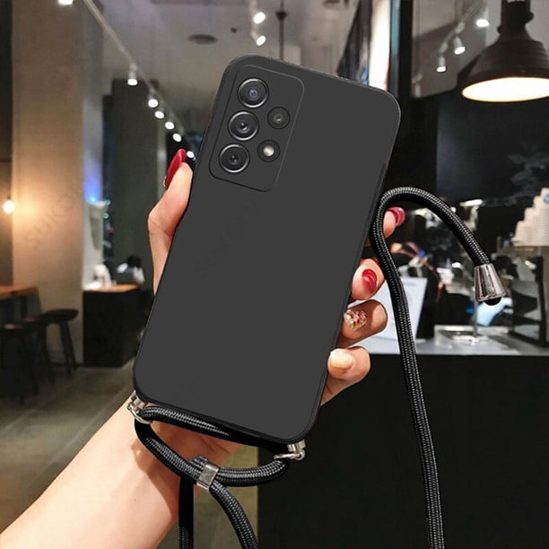 Funda de silicona líquida con correa para el cuello para Samsung Galaxy A51 A71 A54 A70 S20 FE S23 Plus A21S A32 A73 A53 5G A52 A72 A12 S21 S22 Ultra Fivean unisex
