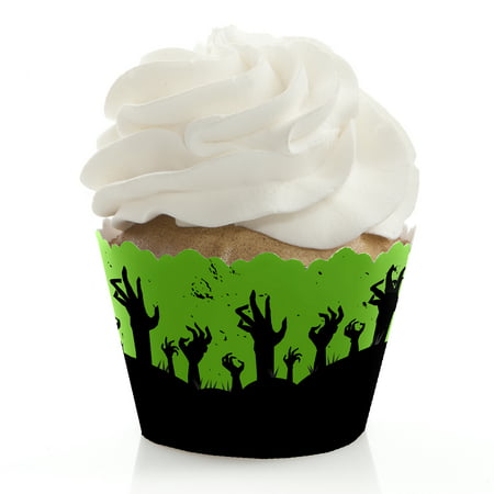 Zombie Zone - Halloween or Birthday Zombie Crawl Party Decorations - Party Cupcake Wrappers - Set of 12