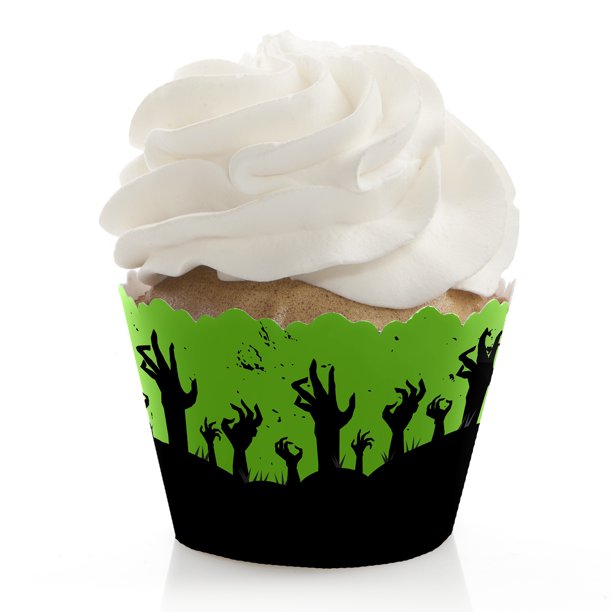 Zombie Zone Halloween Or Birthday Zombie Crawl Party Decorations Party Cupcake Wrappers Set Of 12 Walmart Com Walmart Com