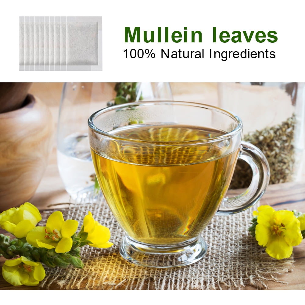 Mullein Leaf Tea for Lungs Cleanse and Immune Support, Natural, Caffeine Free, 28 Tea Bags