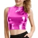 thumbnail image 1 of Pantalones de Cuero de Cintura Alta para las Mujeres con Textura Patente Brillante, Top de Club Nocturno de las Mujeres, Tops sin Mangas de Cuello Alto para las Mujeres en Estilo Metálico, 1 of 9