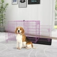 thumbnail image 2 of YRLLENSDAN 36inch Dog Crate, Dog Kennel Indoor Metal Dog Crate with Divider & Double-Door Dog Kennels Foldable Dog Crate Wire Dog Crate Cages for Dogs Indoor, Pink, 2 of 7