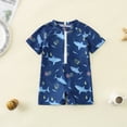 thumbnail image 2 of Ccpelsie Toddler Baby Boy One Piece Swimsuit Short Sleeve Zip Up Bathing Suit Infant Rash Guard Swimwear（Blue,6-12 Months), 2 of 6