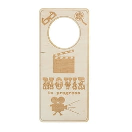 Door Hanger - Movie in Progress 9x4in Raw Wood Door Hanger - Movie in Progress 9x4in Raw Wood