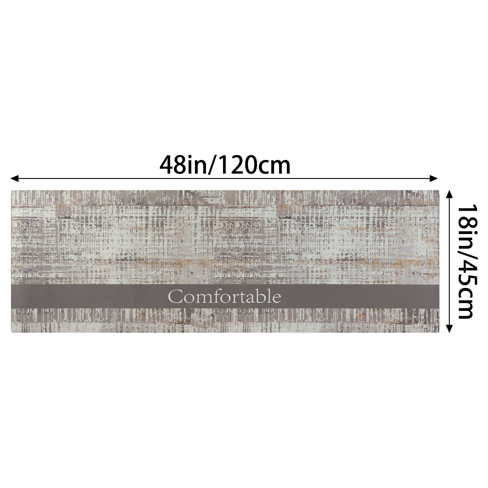 Unique Bargains Letter Pattern Kitchen Mat Waterproof Anti Slip Kitchen Rug Standing Mats Grey 18" x 48"