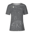 thumbnail image 4 of Tops de Ajuste Suelto para las Mujeres Sudadera Casual Impresa Manga Corta Cuello Redondo Superior, Poliéster, 4 of 4
