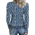 thumbnail image 4 of Long Sleeve Knit Tops for Women Floral Ribbed Tunic Shirts Casual Slim Fit Fall Pullover Tops, 4 of 5