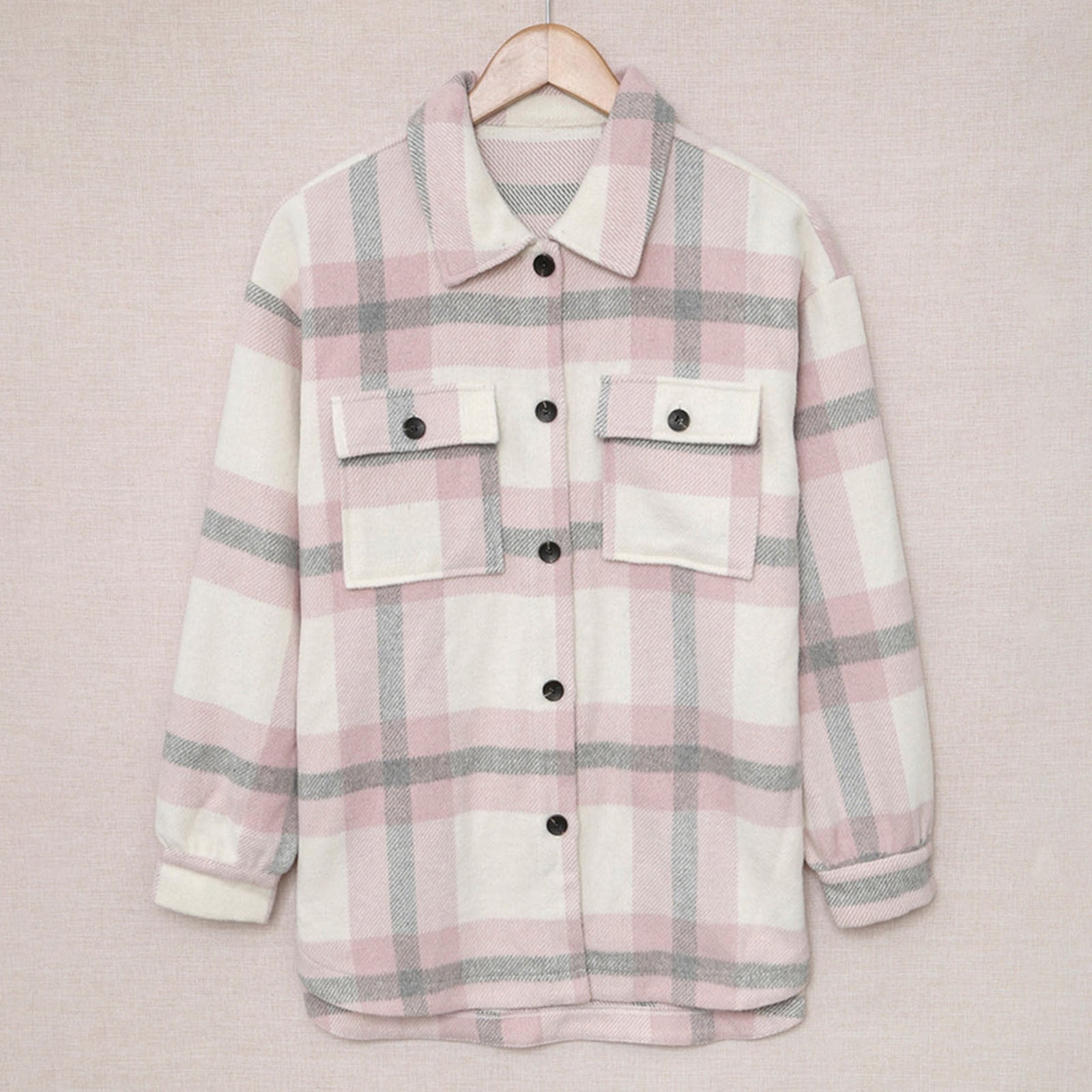 DDAPJ pyju Womens Plaid Shacket Oversized Boyfriend Shirt Jacket